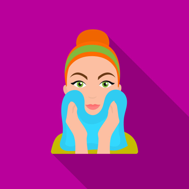 清洁面部皮肤图标在扁平风格孤立图片下载