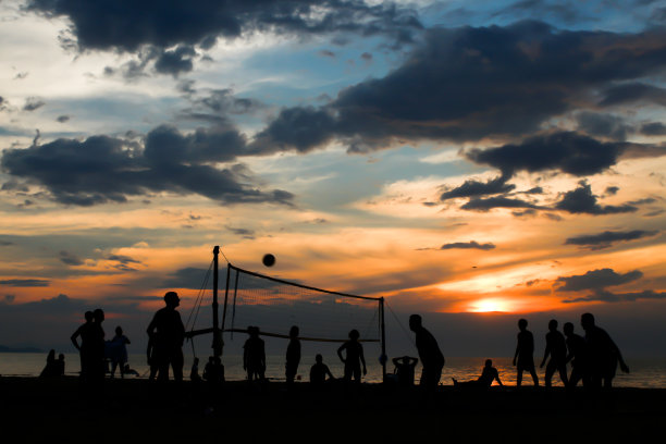 沙滩排球剪影图片下载