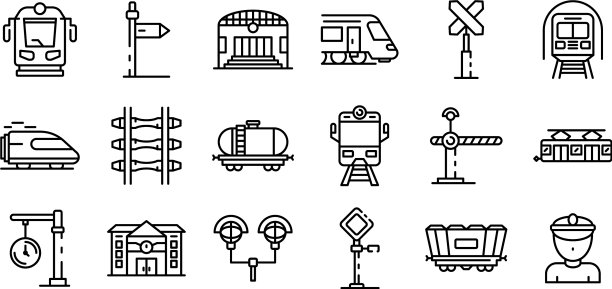 火车站图标设置轮廓风格图片下载