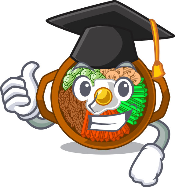 吉祥物热锅上的毕业石锅饭图片下载