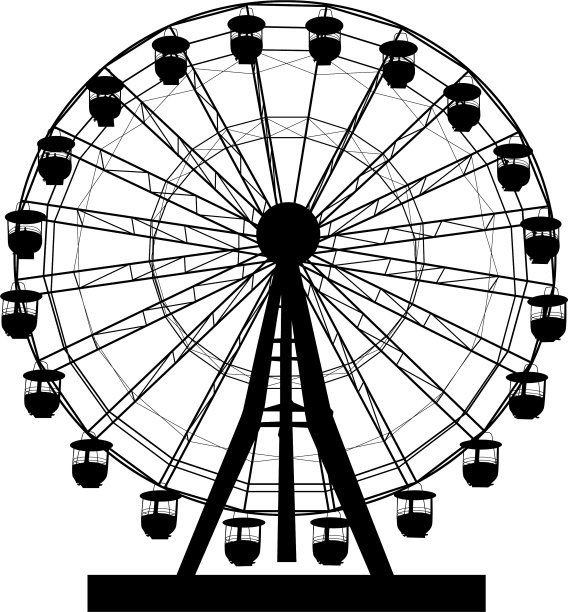 彩色摩天轮上的剪影图片下载