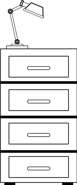 文件柜和台灯黑白相间图片下载