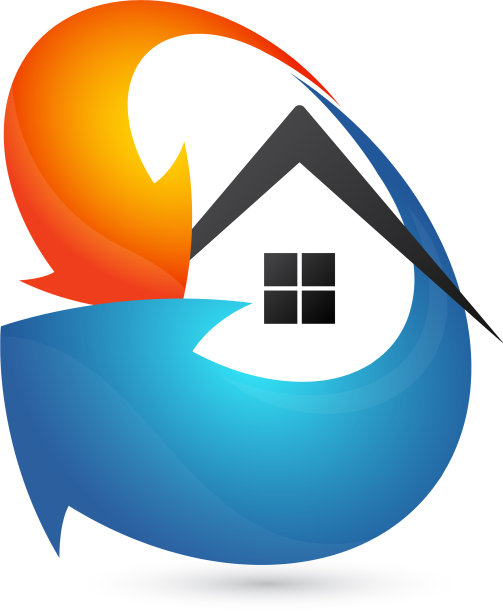 箭头蓝色和红色的空调为家图片下载