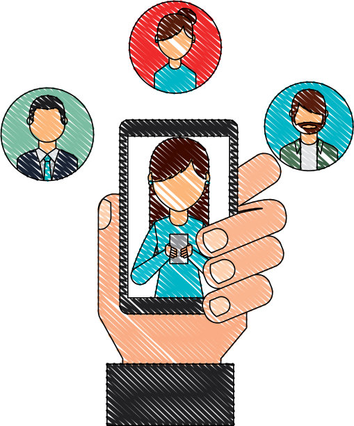 与智能手机用户的社交媒体合作图片下载