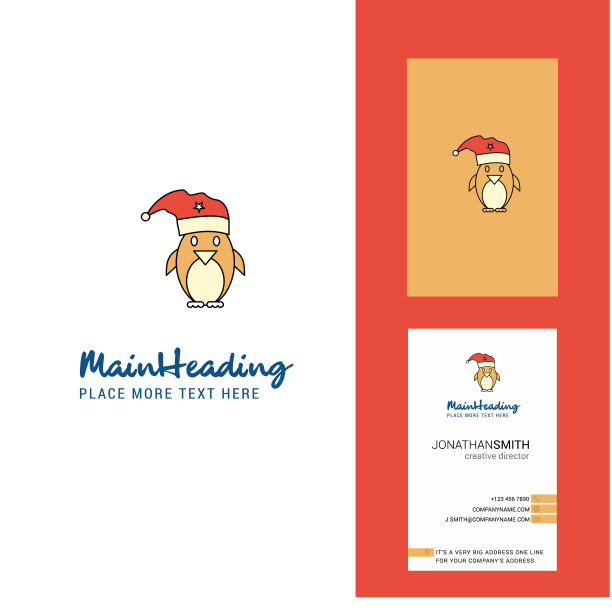 圣诞企鹅创意标志和名片图片下载