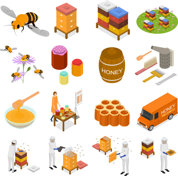 蜂房标志3d图标设置等距视图图片下载