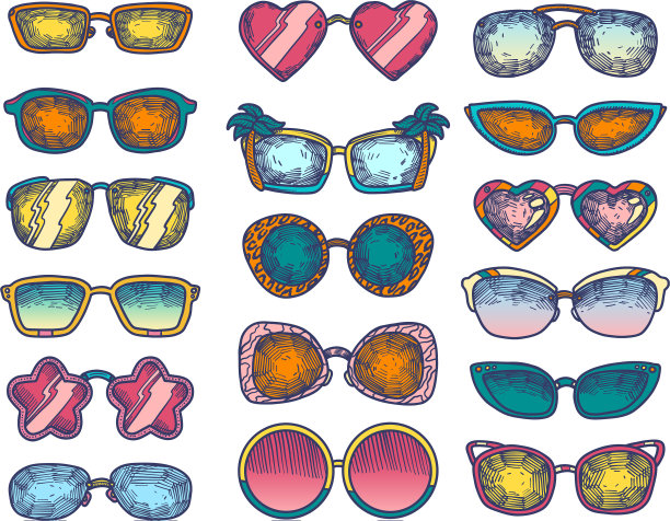 手绘夏季色彩素描风格图片下载