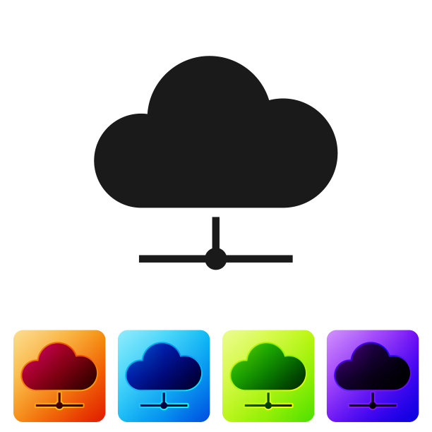 黑色网络云连接图标隔离图片下载