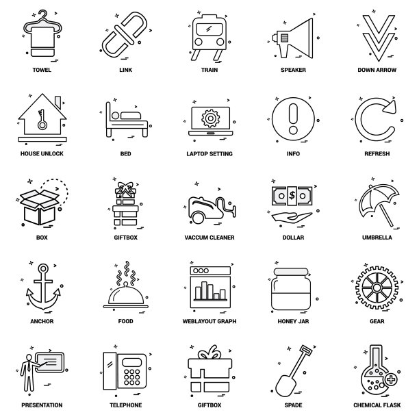 25个商业概念组合线图标集图片下载
