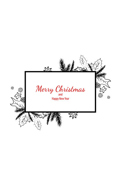 圣诞快乐涂鸦卡简单的框架礼物图片下载