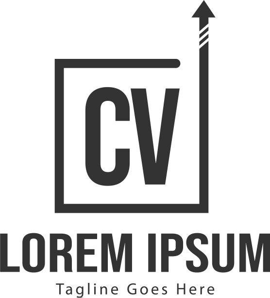 现代边框CV字母Logo模板图片下载