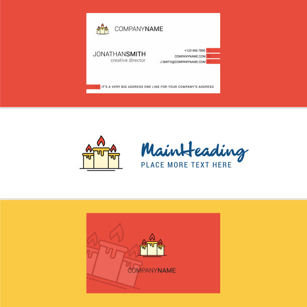 美丽的蜡烛标志和名片垂直图片下载