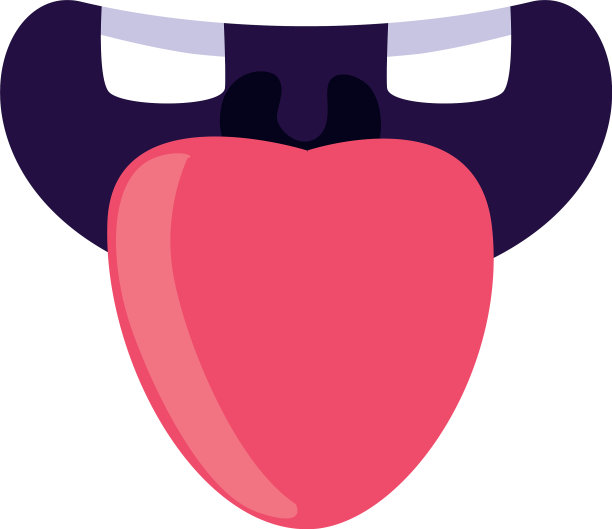 滑稽的嘴，有两颗牙齿和舌头图片下载