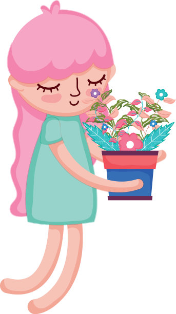 小女孩举起室内植物图片下载