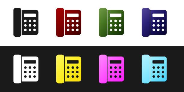 设置电话图标隔离在黑白上图片下载