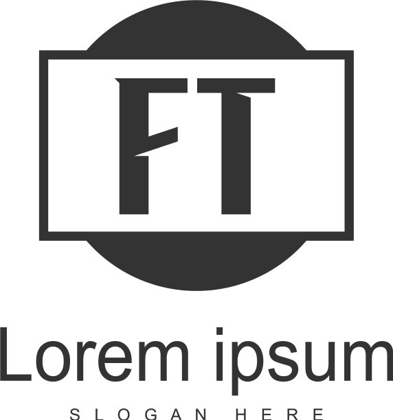 现代边框FT字母logo模板图片下载