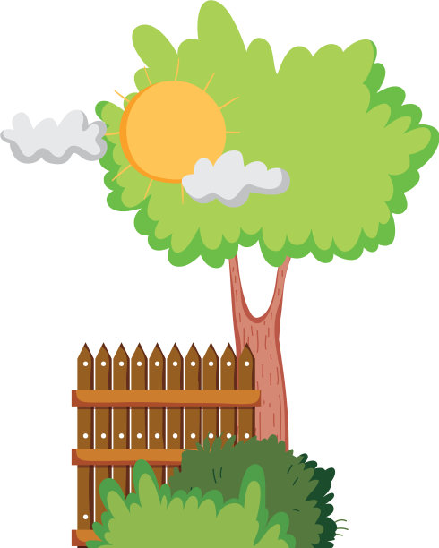 营地里有木栅栏和树图片下载