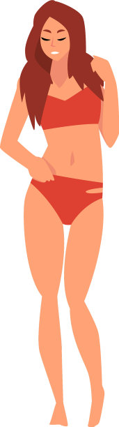 美丽的女孩在红色的泳衣年轻女子图片下载