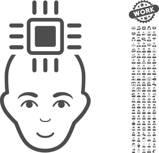 神经计算机接口图标与奖金图片下载