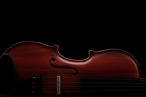 古典木制小提琴与弓。3d渲染图片下载