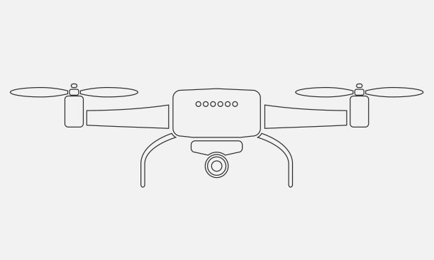 无人机或四旋翼飞行器的航拍图标与线图片下载