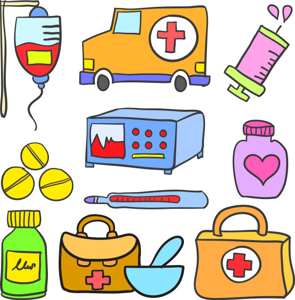 医用物品涂鸦多种多样图片下载