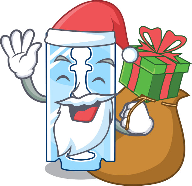 圣诞老人带着一次性剃须刀的礼物图片下载