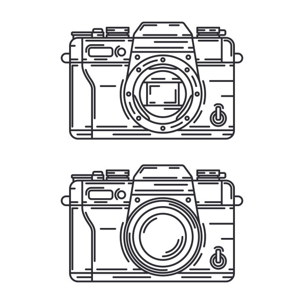 线条图标与数码单反专业图片下载
