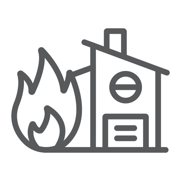 房屋火灾保险保护线性图标图片下载