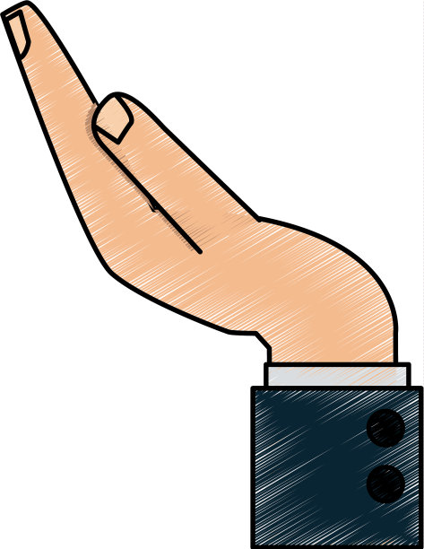 彩色铅笔卡通侧视图手与袖子图片下载