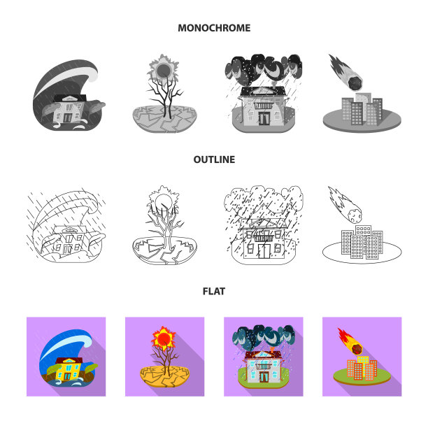 气象和遇险标志集的设计图片下载