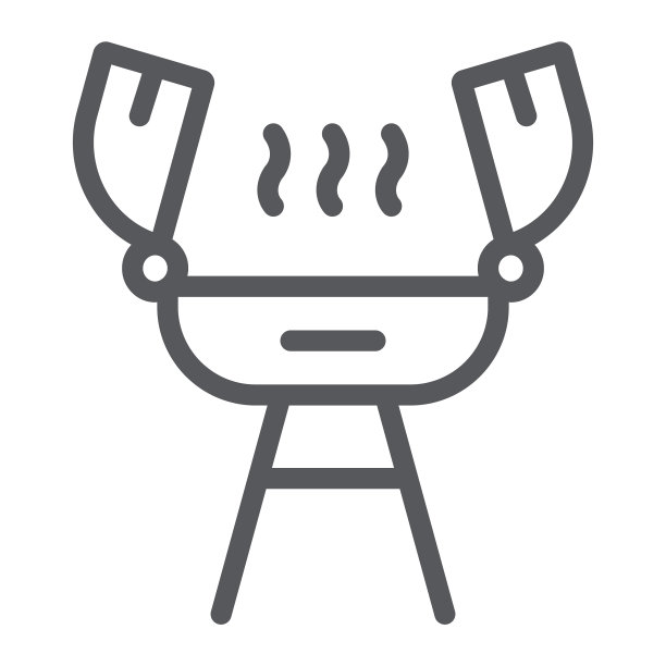 烤架线图标火和烹饪烧烤标志图片下载