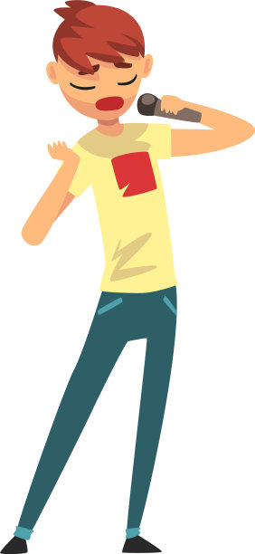 男歌手用麦克风唱着流行歌曲图片下载