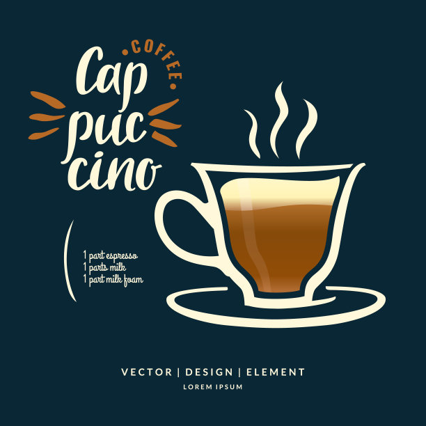 现代手绘字母标签的咖啡饮料图片下载