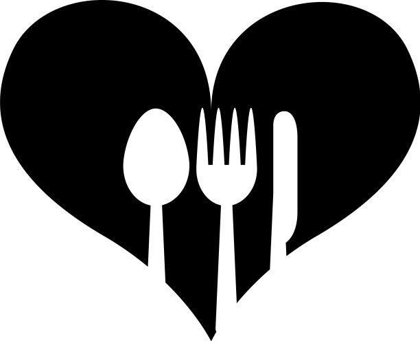 心与餐具图片下载