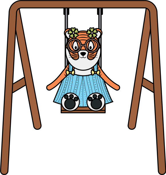 可爱的女老虎在摇摆的角色图片下载