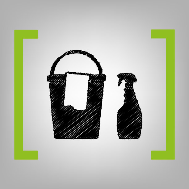 水桶和抹布，还有家用化学药瓶图片下载