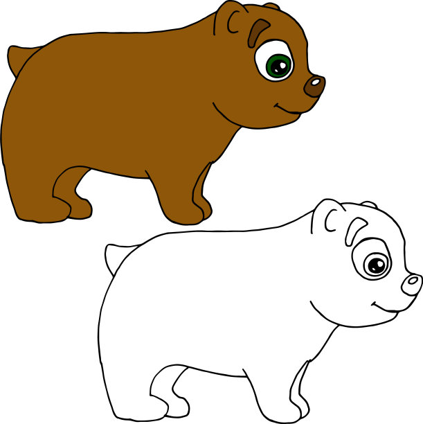 手绘动物与样品熊绘画图片下载