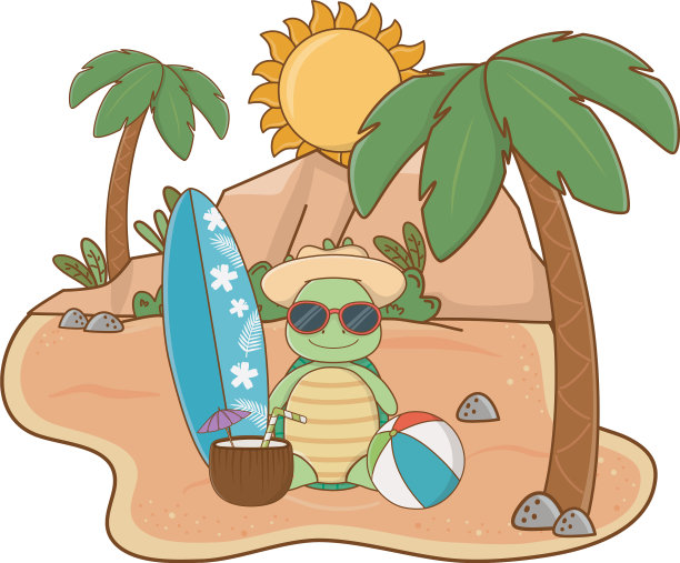 可爱的动物享受暑假图片下载