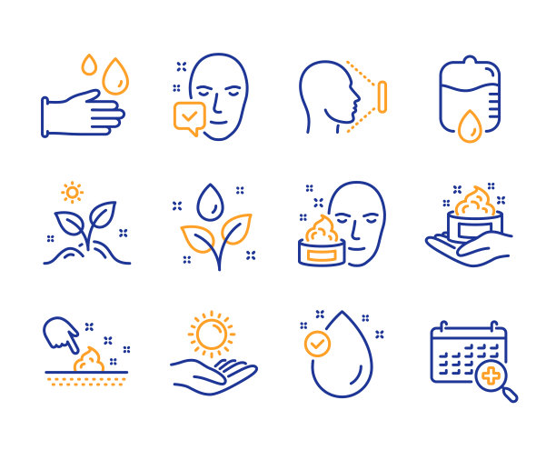 面霜脸部接受和皮肤护理图标集图片下载