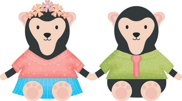 可爱的猴子和幼稚的角色图片下载