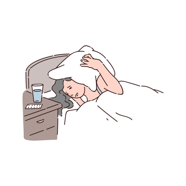 不睡觉的女人用枕头包头图片下载