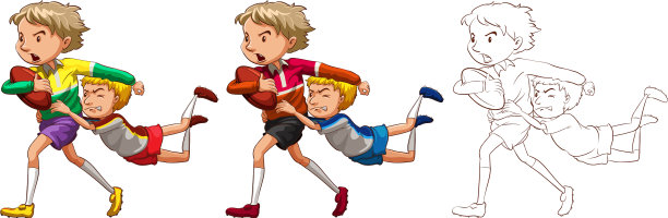 玩橄榄球的人的涂鸦角色图片下载