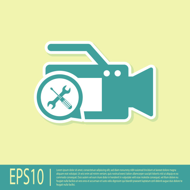 带螺丝刀和扳手的绿色摄像机图片下载