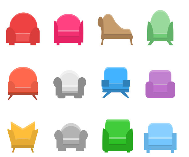 设置不同颜色的沙发平面图标图片下载