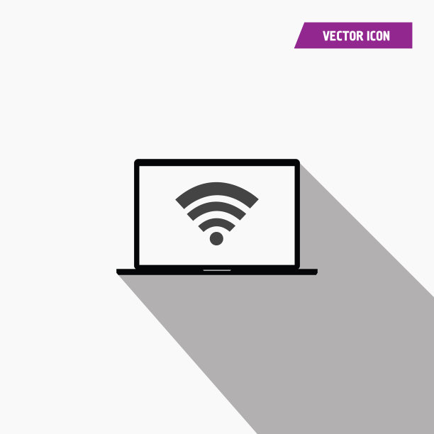 Wifi技术图标在笔记本电脑与阴影图片下载