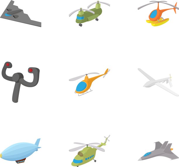 飞机图标设置卡通风格图片下载
