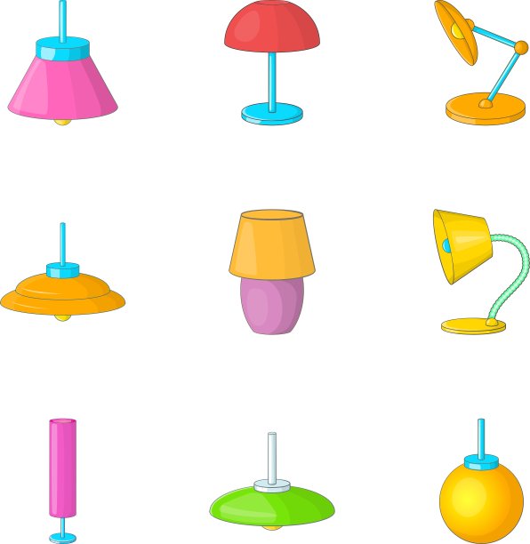 家装灯的图标设定卡通风格图片下载