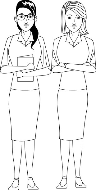 商业女性化身卡通人物黑色和图片下载