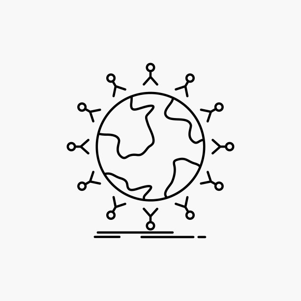 全球学生网络全球儿童线图标图片下载